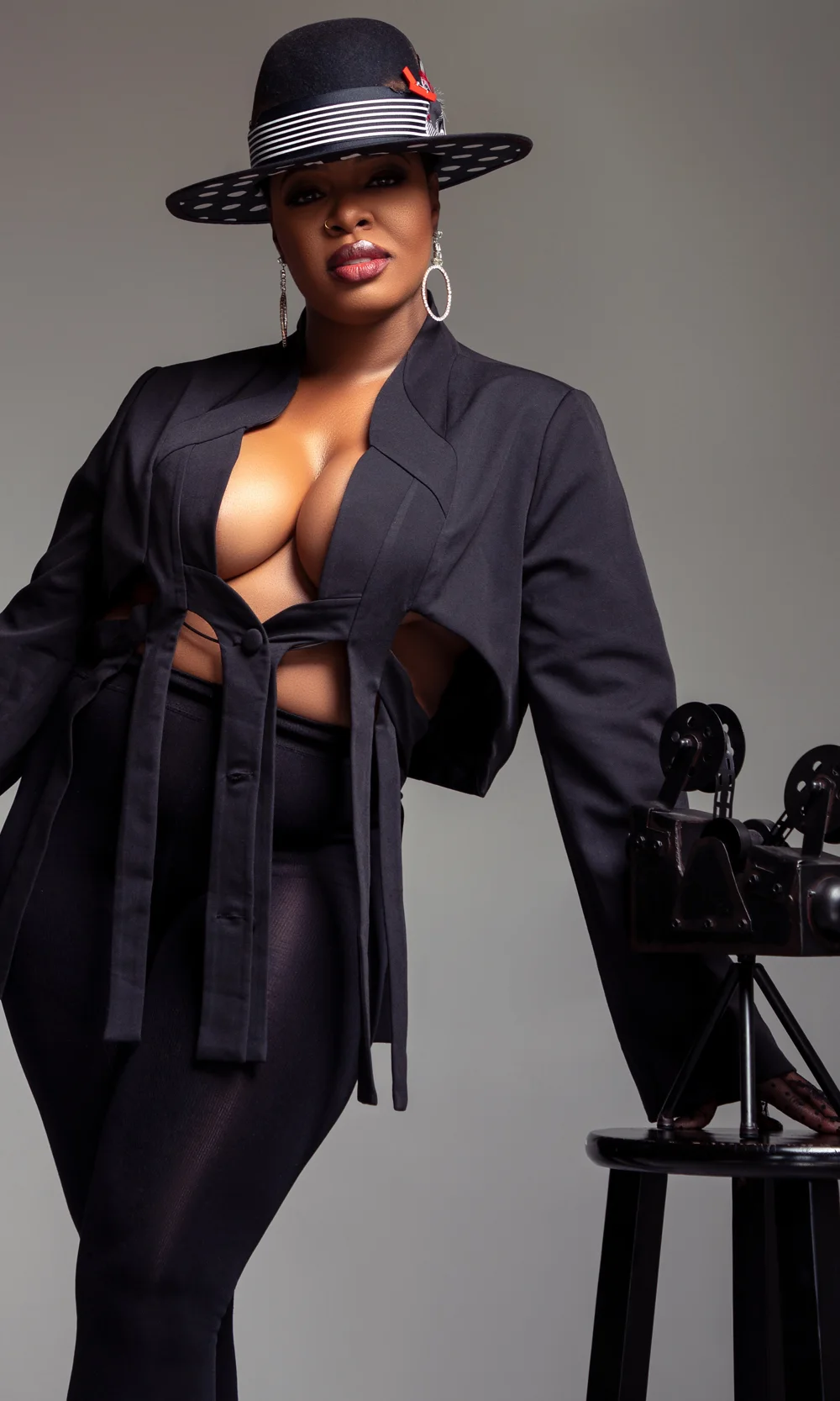 Ta'Rhonda Jones beside a vintage film camera